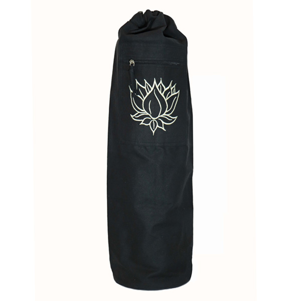 Yoga Mat Bag Black – Lotus Outline