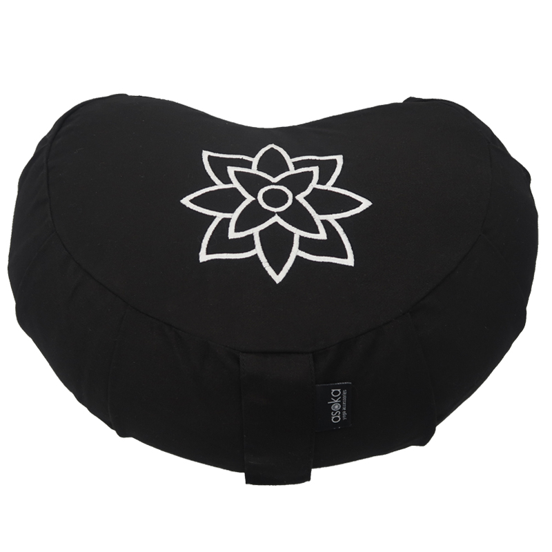 Crescent Meditation cushion – Black mandala outline